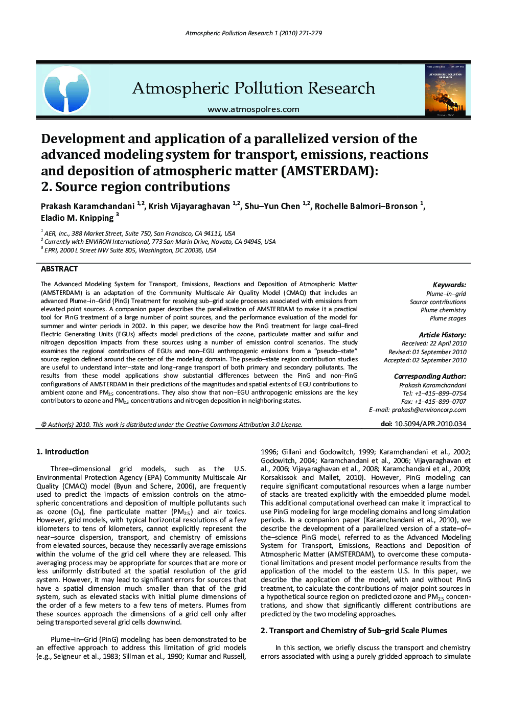 Development and application of a parallelized version of the advanced modeling system for transport, emissions, reactions and deposition of atmospheric matter (AMSTERDAM): 2. Source region contributions