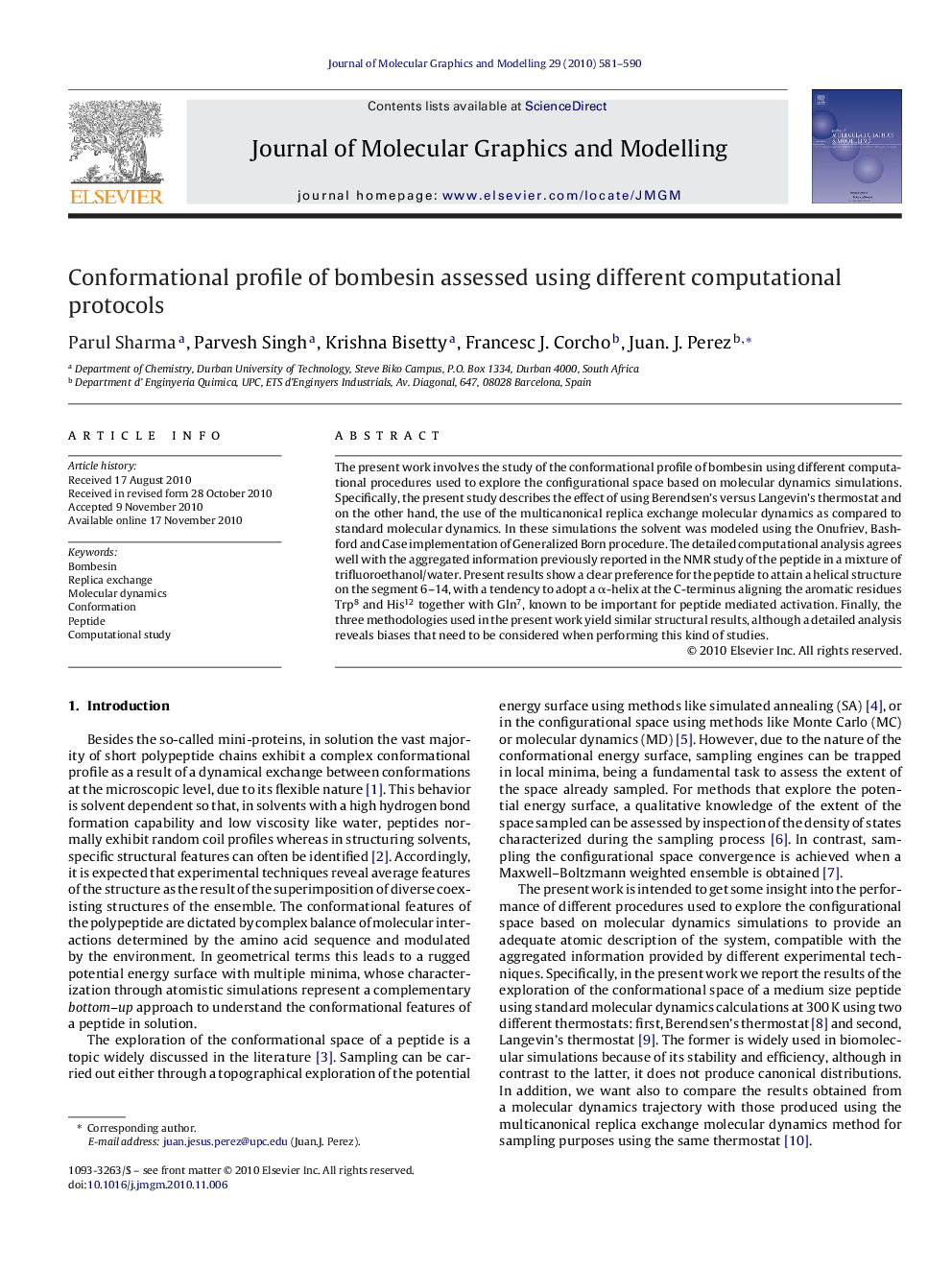 Conformational profile of bombesin assessed using different computational protocols