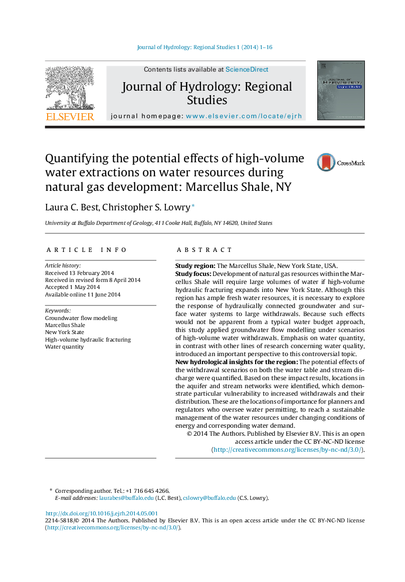 Quantifying the potential effects of high-volume water extractions on water resources during natural gas development: Marcellus Shale, NY