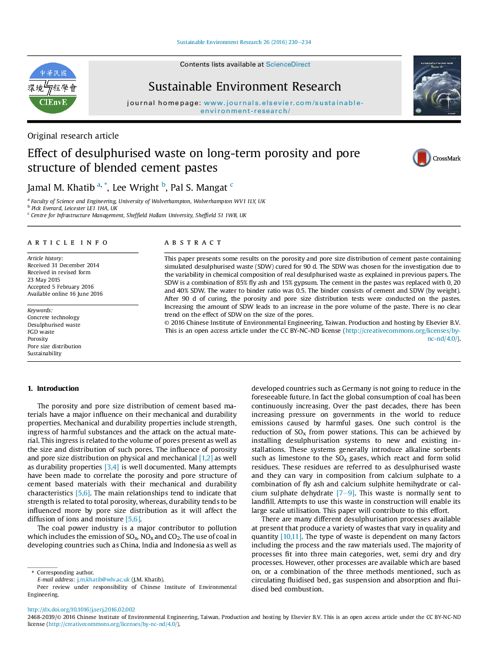 Effect of desulphurised waste on long-term porosity and pore structure of blended cement pastes 