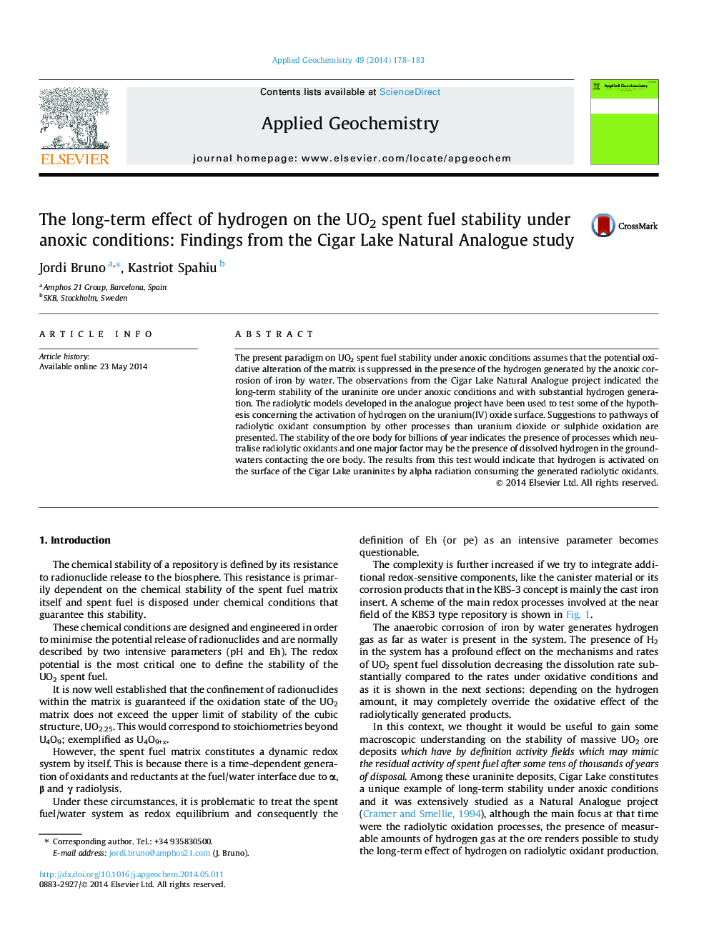The long-term effect of hydrogen on the UO2 spent fuel stability under anoxic conditions: Findings from the Cigar Lake Natural Analogue study