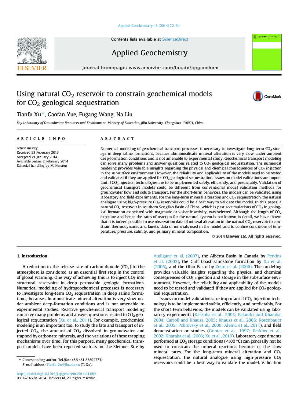 Using natural CO2 reservoir to constrain geochemical models for CO2 geological sequestration