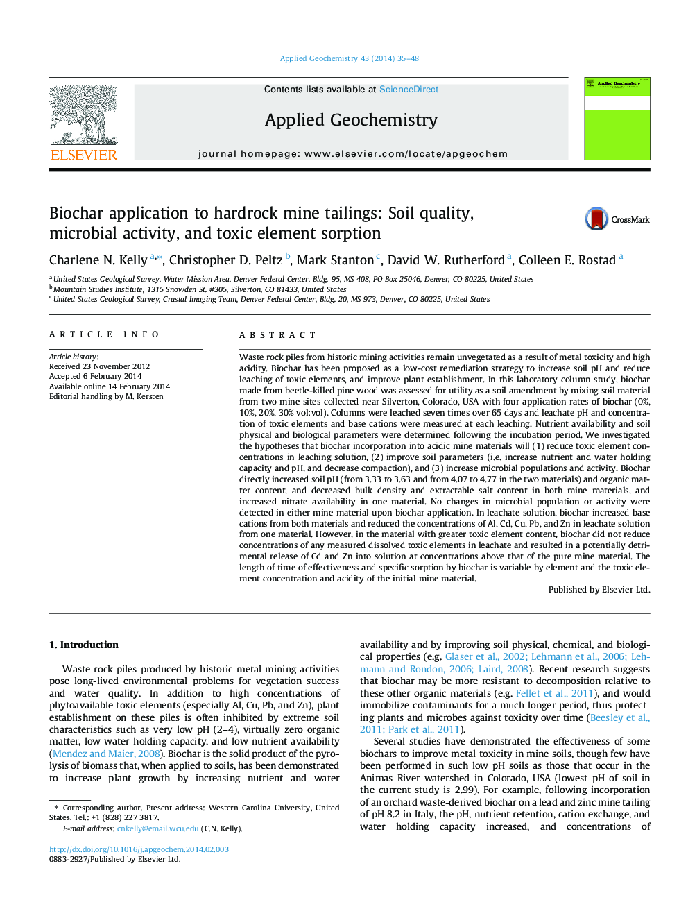 Biochar application to hardrock mine tailings: Soil quality, microbial activity, and toxic element sorption