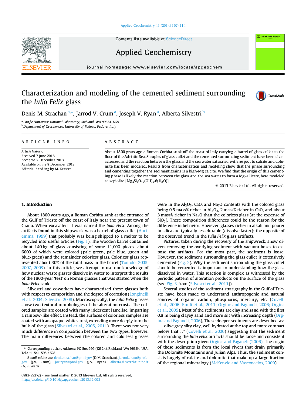 Characterization and modeling of the cemented sediment surrounding the Iulia Felix glass