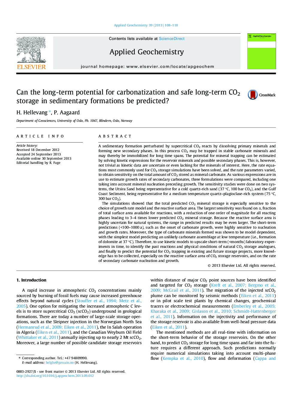 Can the long-term potential for carbonatization and safe long-term CO2 storage in sedimentary formations be predicted?