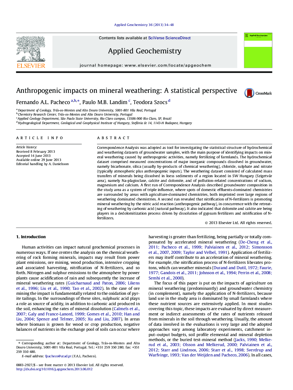 Anthropogenic impacts on mineral weathering: A statistical perspective