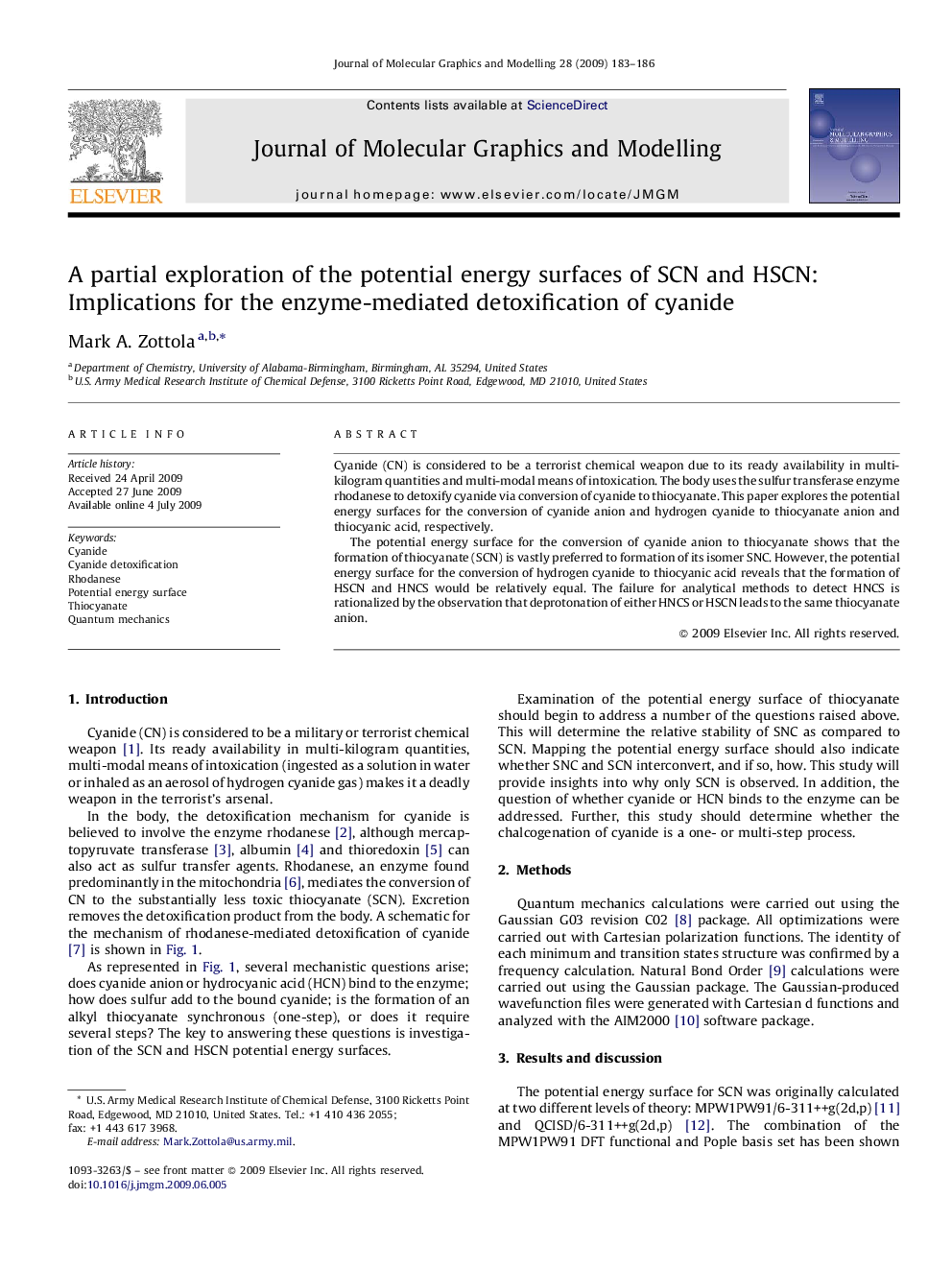 A partial exploration of the potential energy surfaces of SCN and HSCN: Implications for the enzyme-mediated detoxification of cyanide