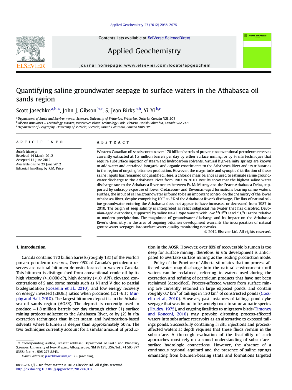 Quantifying saline groundwater seepage to surface waters in the Athabasca oil sands region