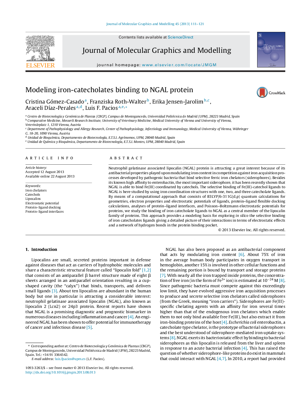 Modeling iron-catecholates binding to NGAL protein