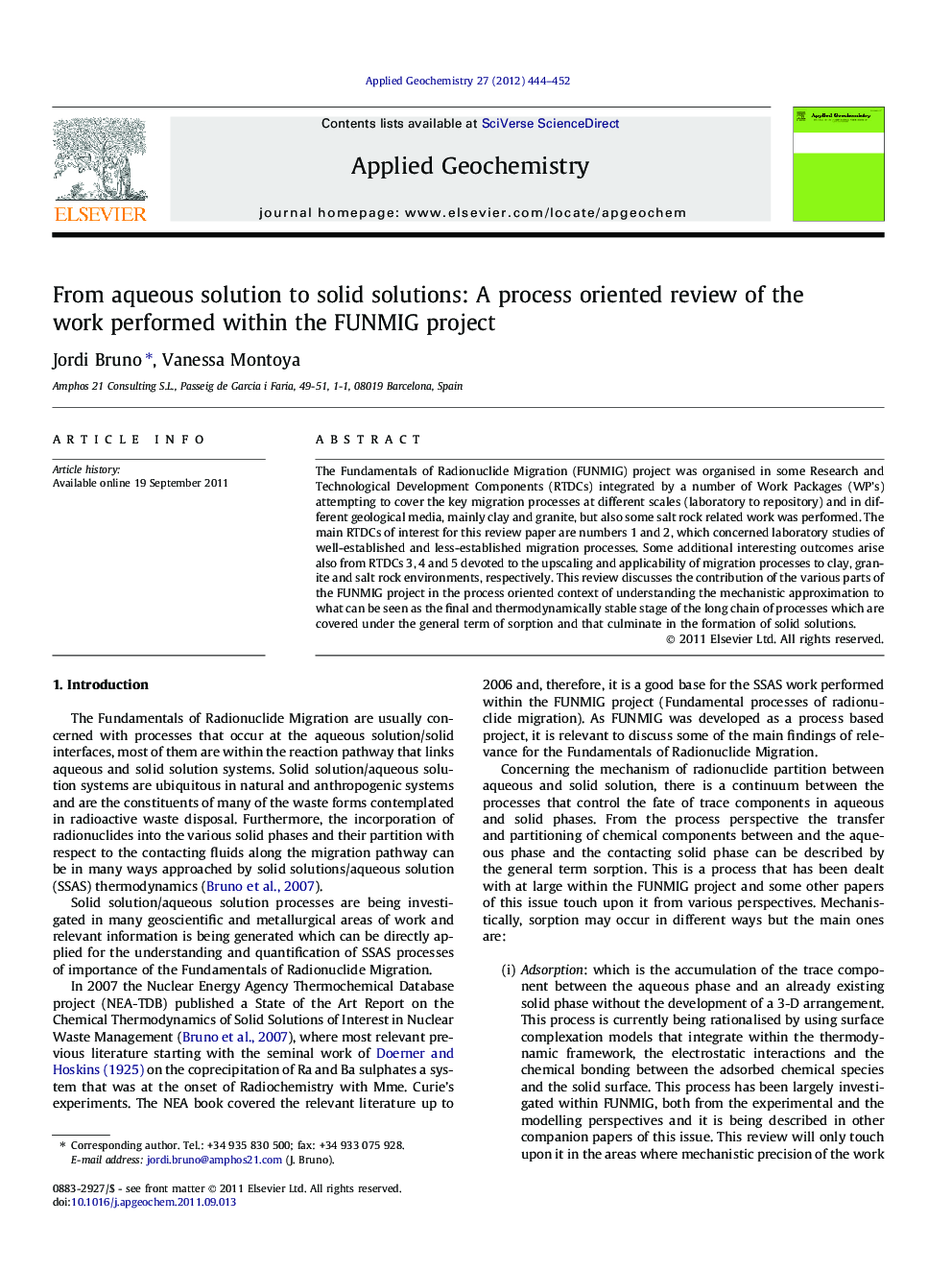 From aqueous solution to solid solutions: A process oriented review of the work performed within the FUNMIG project