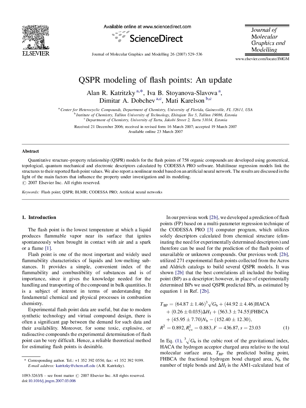 QSPR modeling of flash points: An update