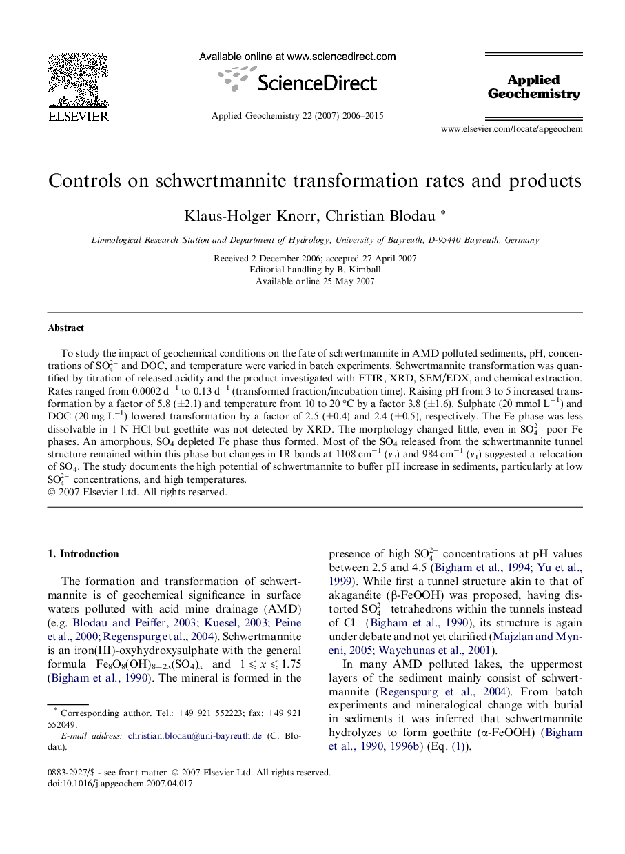 Controls on schwertmannite transformation rates and products