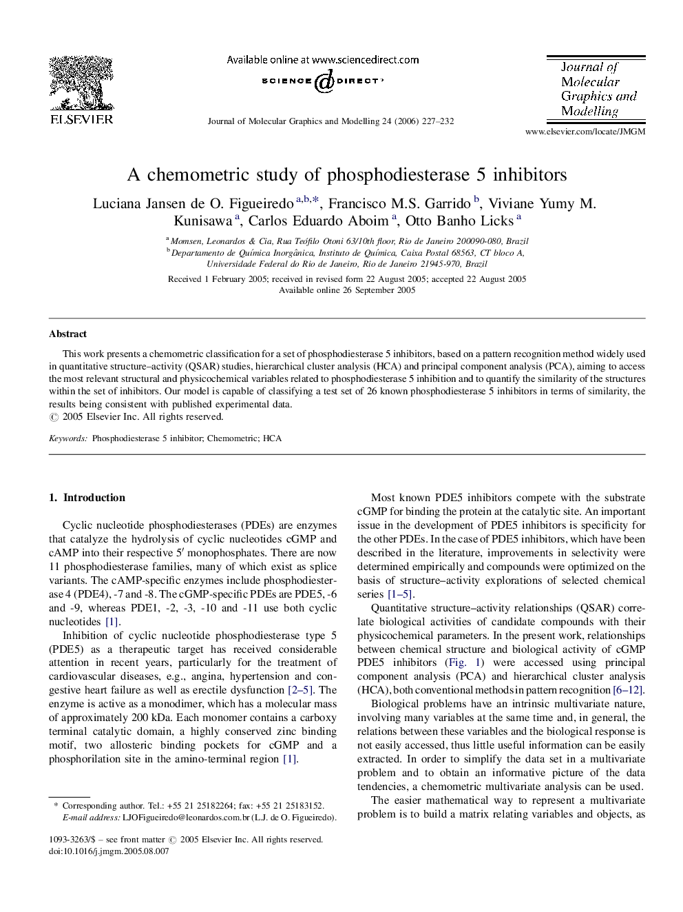 A chemometric study of phosphodiesterase 5 inhibitors