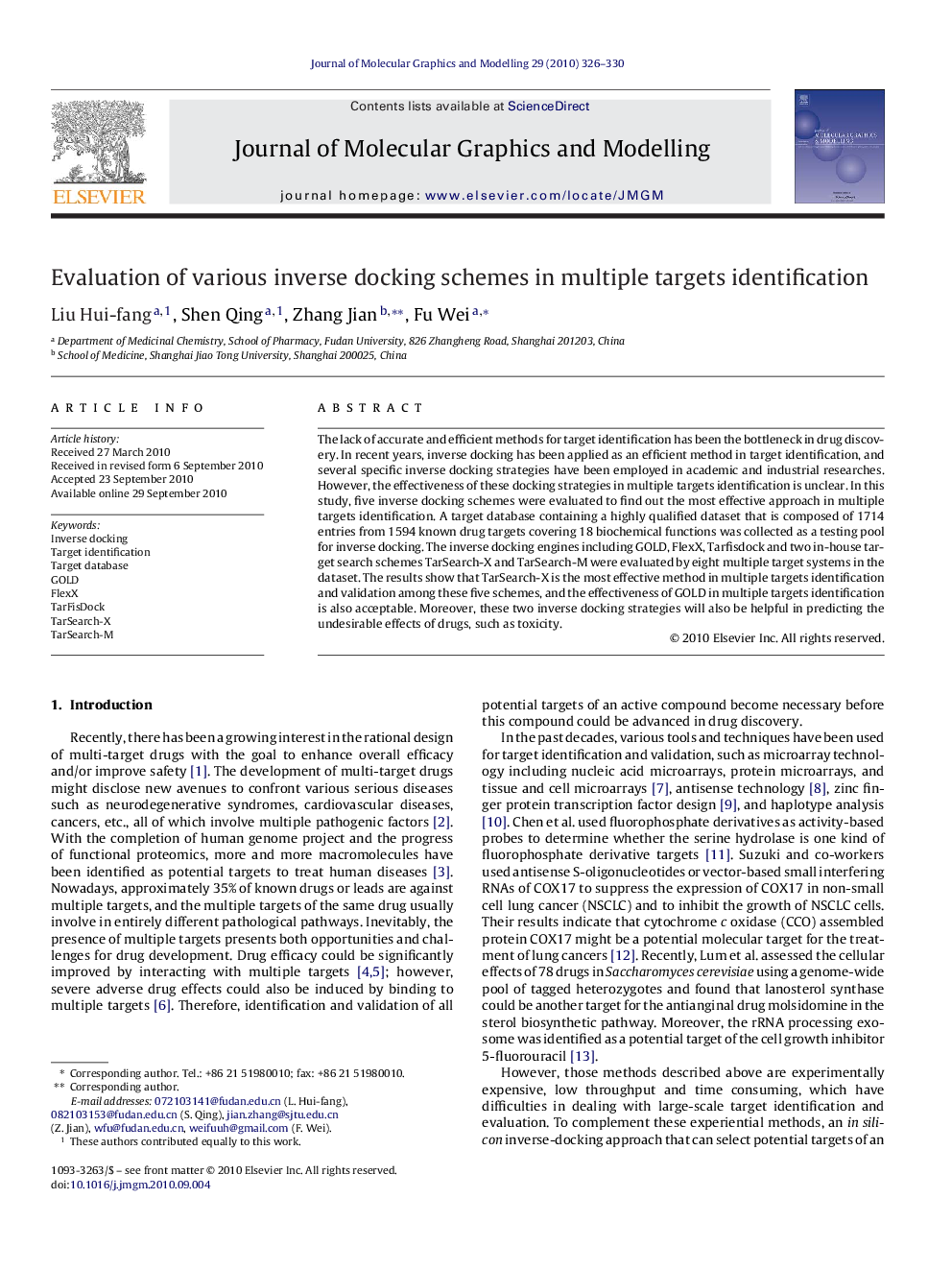 Evaluation of various inverse docking schemes in multiple targets identification