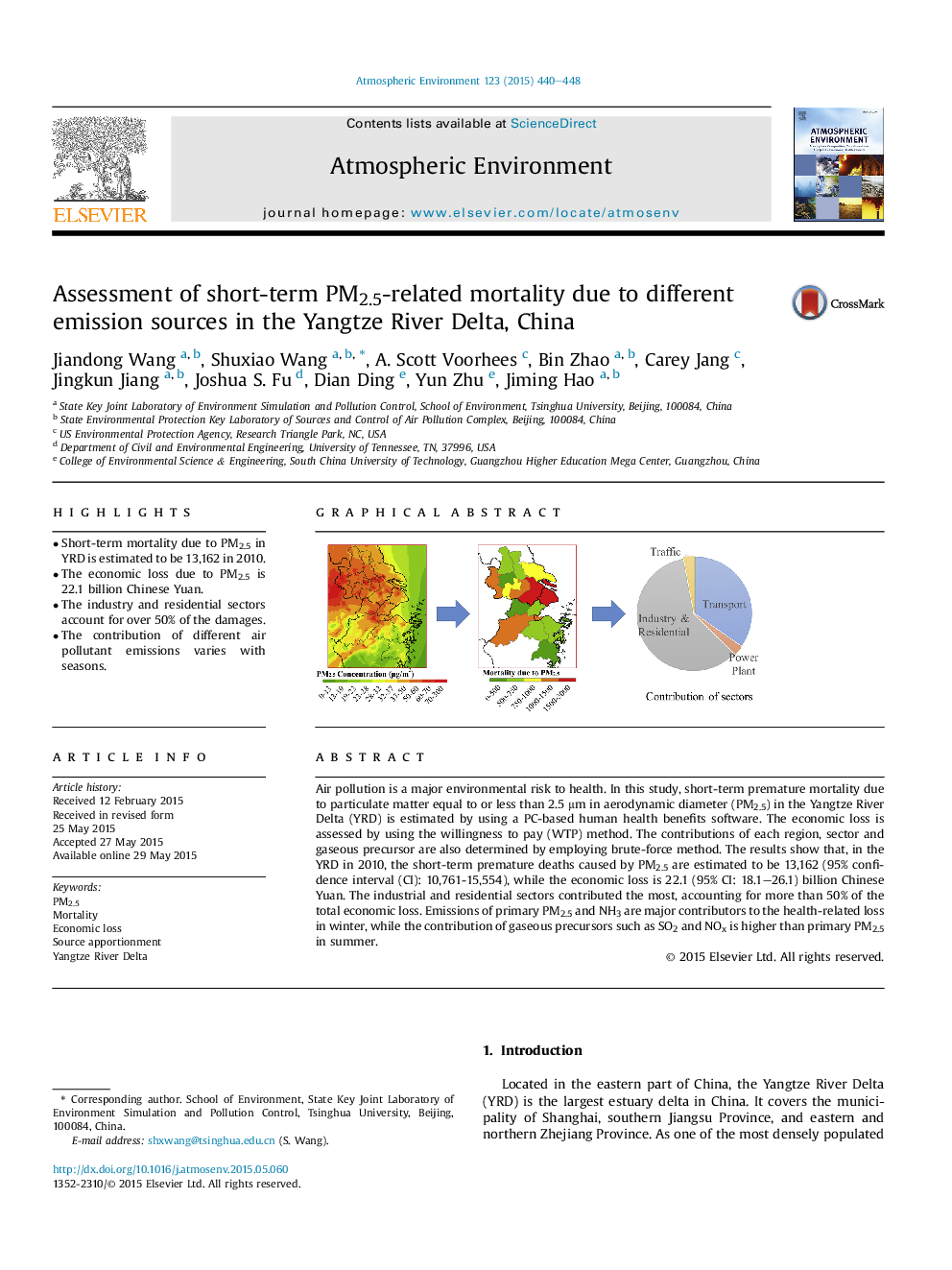 Assessment of short-term PM2.5-related mortality due to different emission sources in the Yangtze River Delta, China