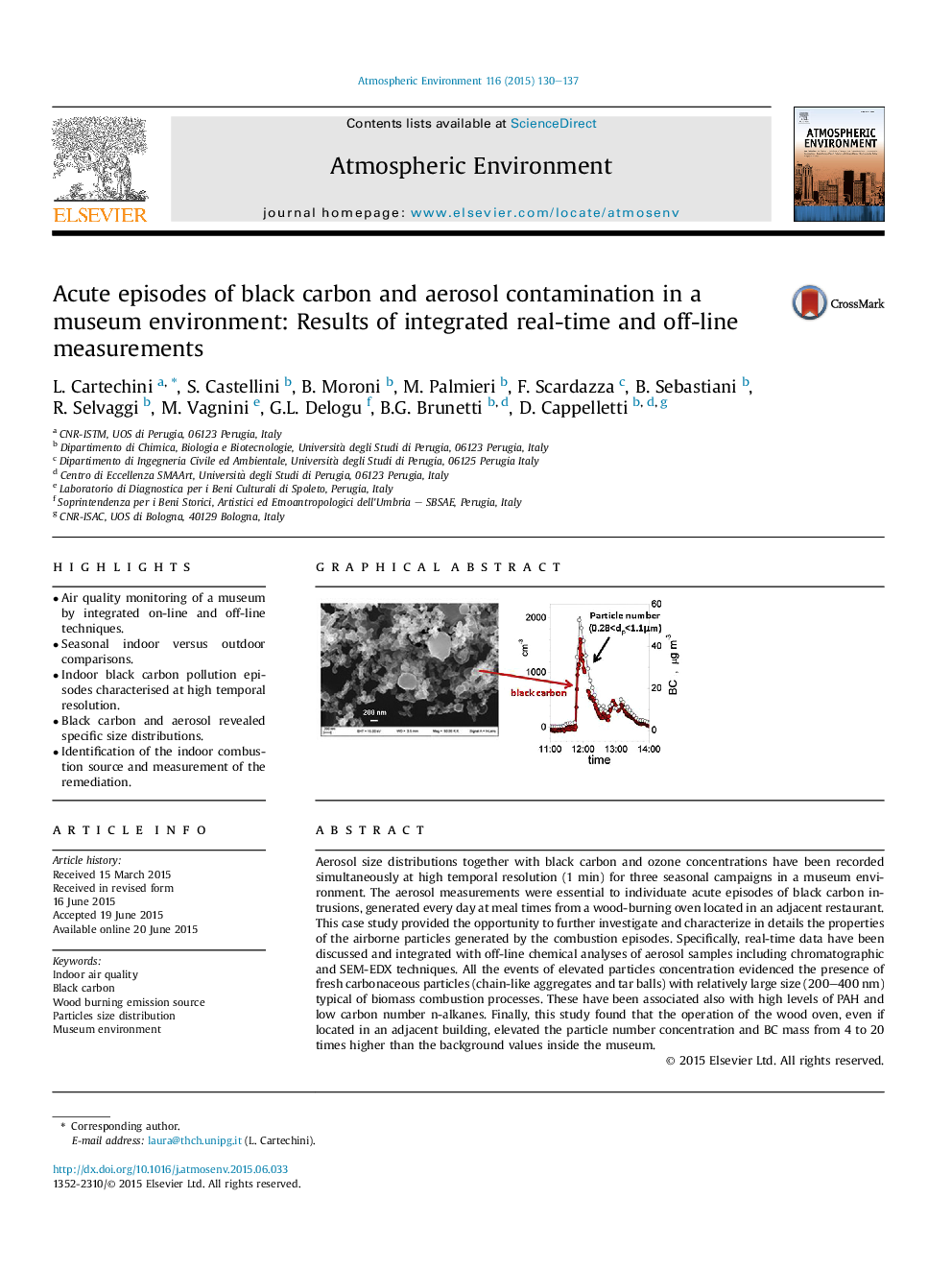 قسمت های حاد کربن سیاه و آلودگی هوا در یک محیط موزه: نتایج یکپارچه اندازه گیری زمان واقعی و غیر خطی 