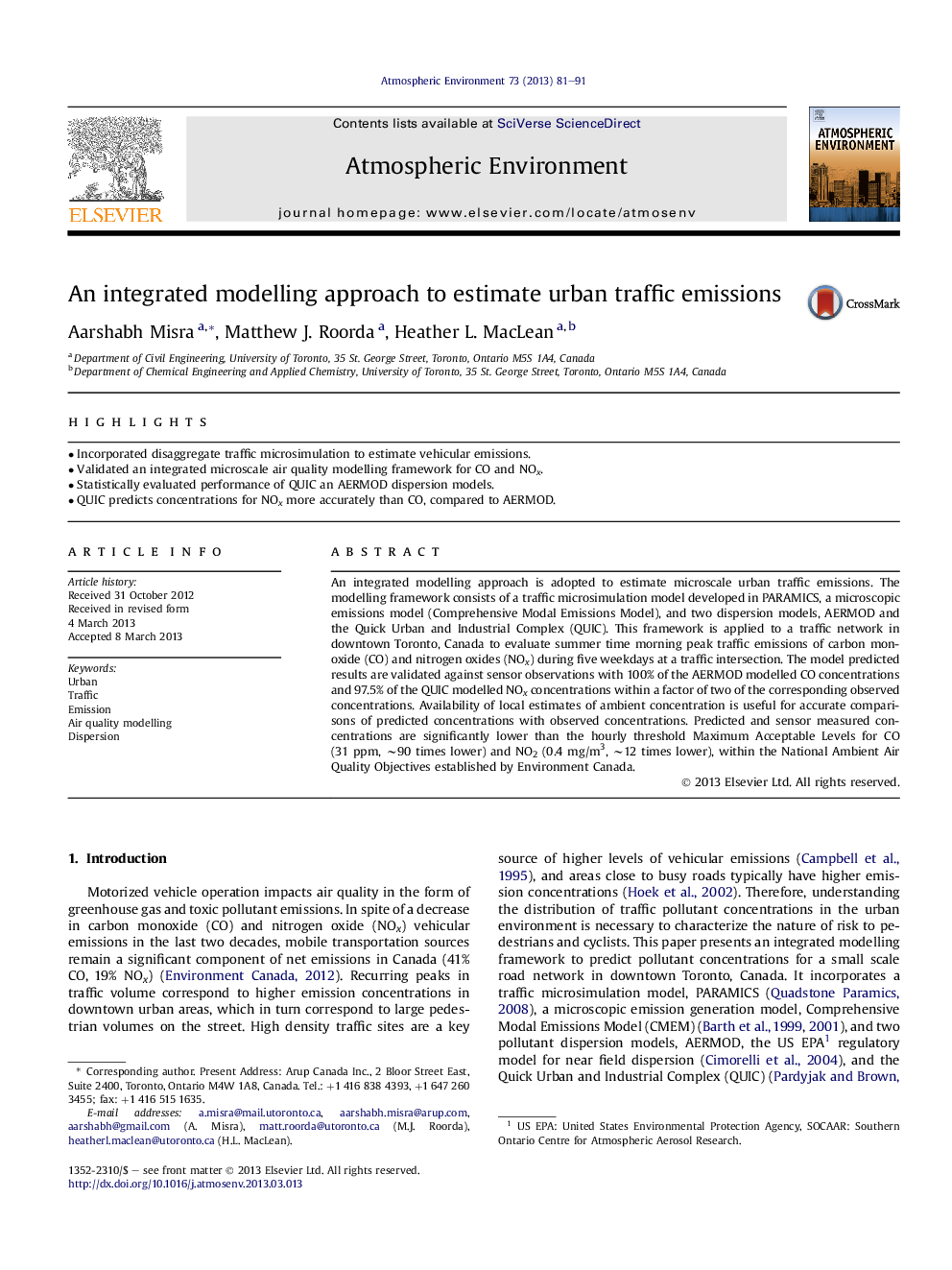 An integrated modelling approach to estimate urban traffic emissions