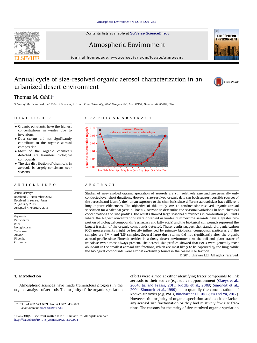 Annual cycle of size-resolved organic aerosol characterization in an urbanized desert environment