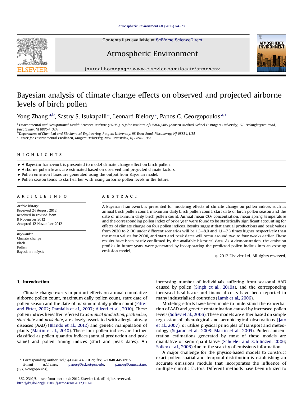 Bayesian analysis of climate change effects on observed and projected airborne levels of birch pollen