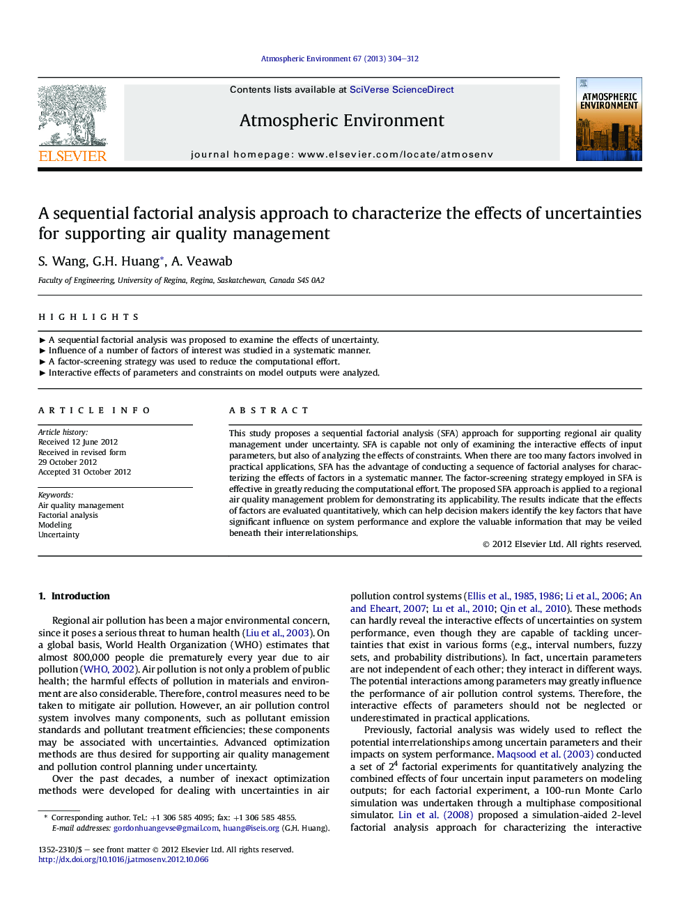 A sequential factorial analysis approach to characterize the effects of uncertainties for supporting air quality management