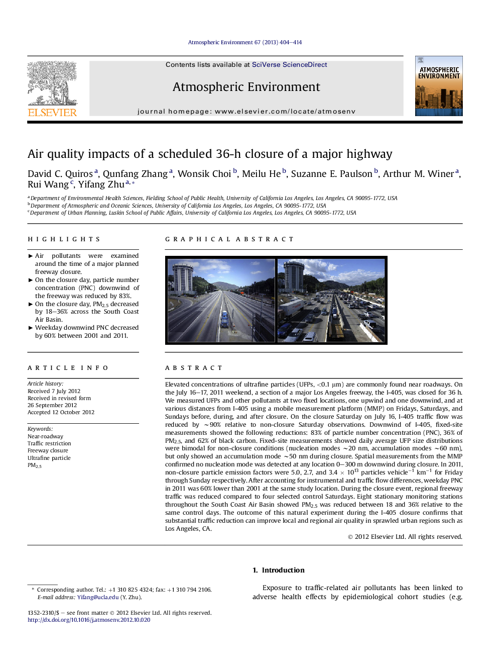 Air quality impacts of a scheduled 36-h closure of a major highway