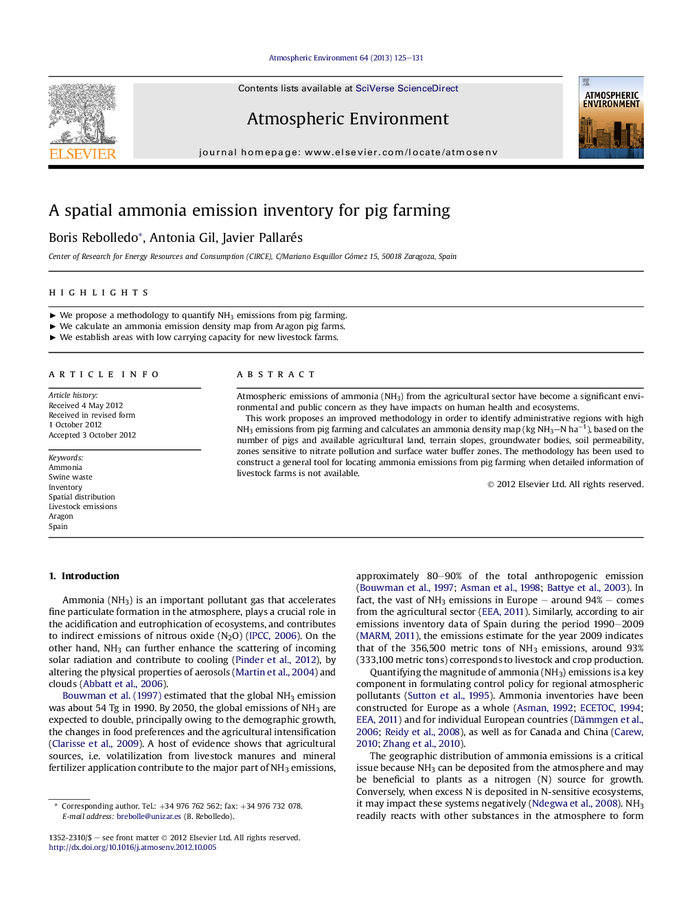 A spatial ammonia emission inventory for pig farming