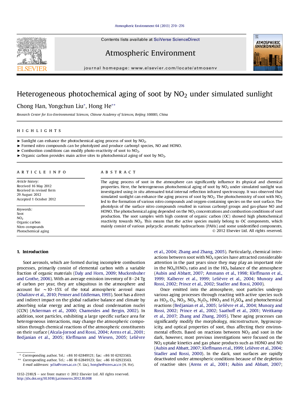 Heterogeneous photochemical aging of soot by NO2 under simulated sunlight