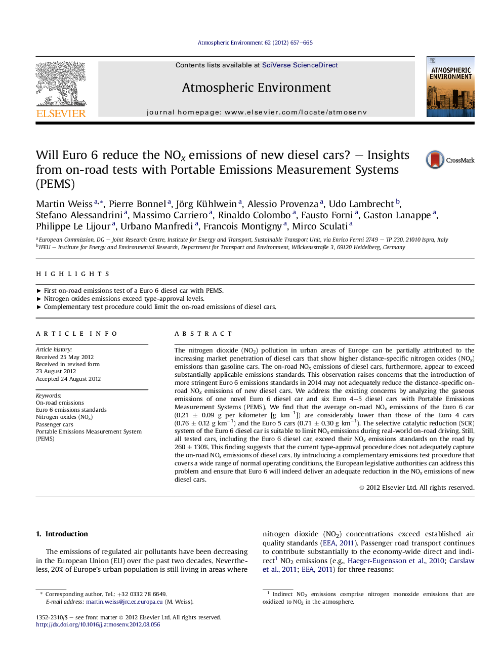 Will Euro 6 reduce the NOx emissions of new diesel cars? – Insights from on-road tests with Portable Emissions Measurement Systems (PEMS)