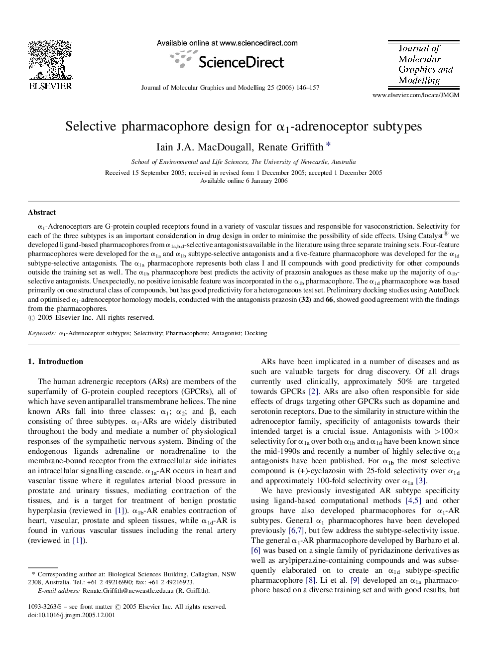 Selective pharmacophore design for α1-adrenoceptor subtypes