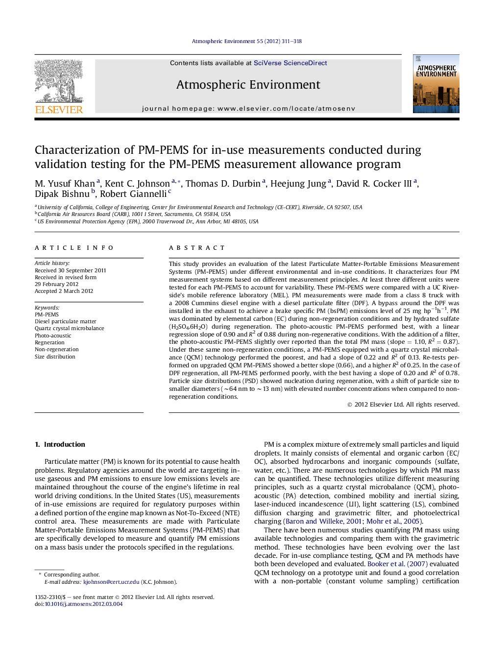 Characterization of PM-PEMS for in-use measurements conducted during validation testing for the PM-PEMS measurement allowance program