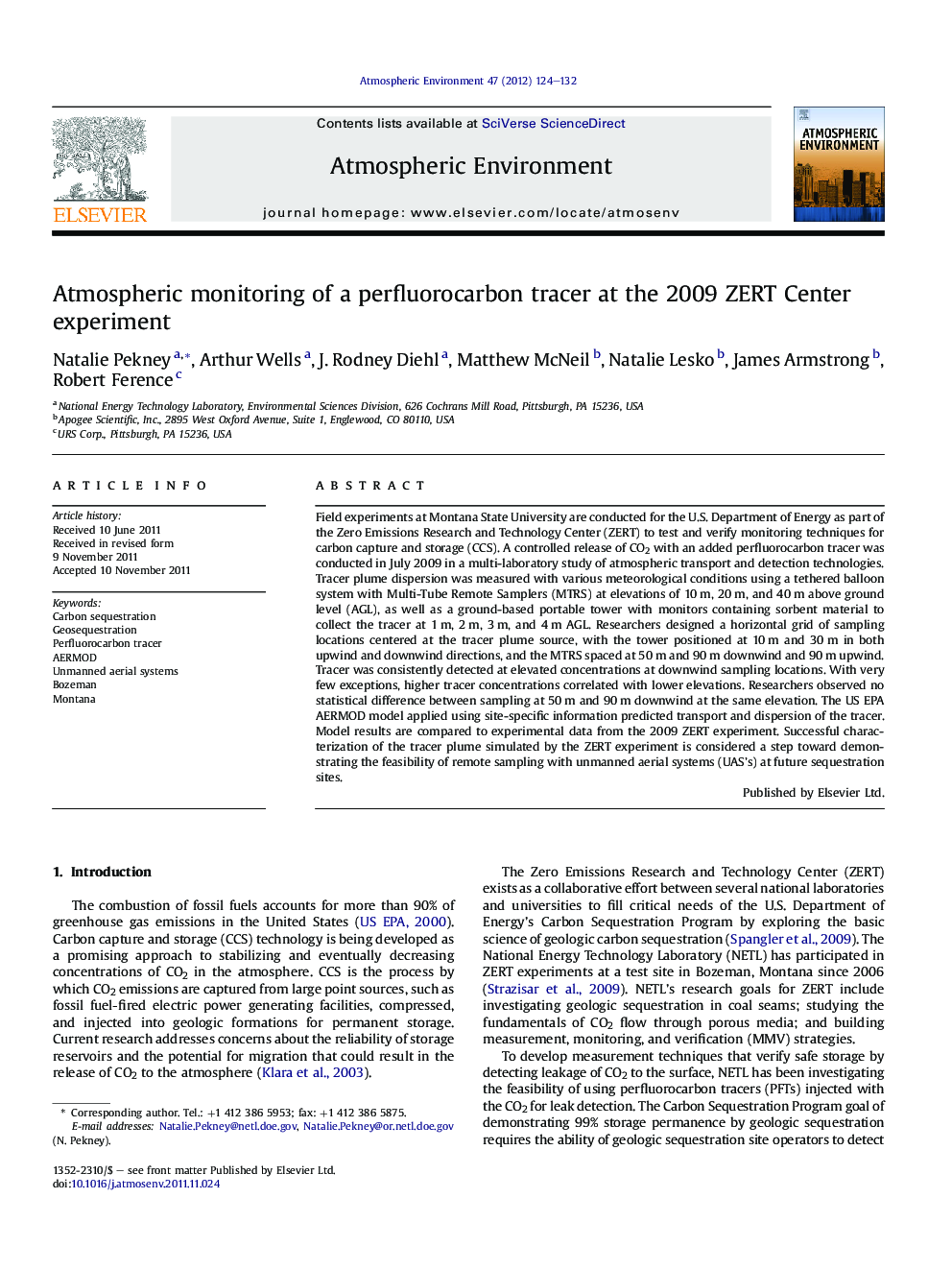 Atmospheric monitoring of a perfluorocarbon tracer at the 2009 ZERT Center experiment