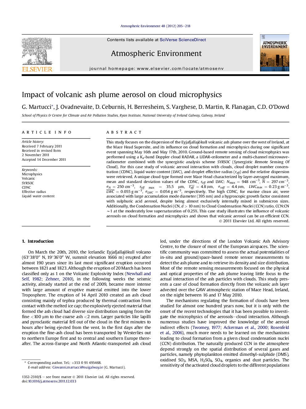 Impact of volcanic ash plume aerosol on cloud microphysics