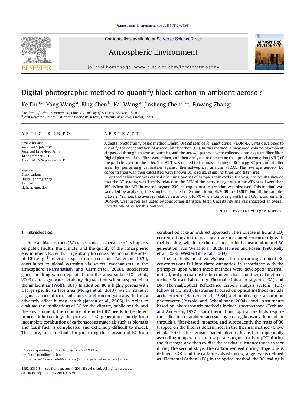 Digital photographic method to quantify black carbon in ambient aerosols