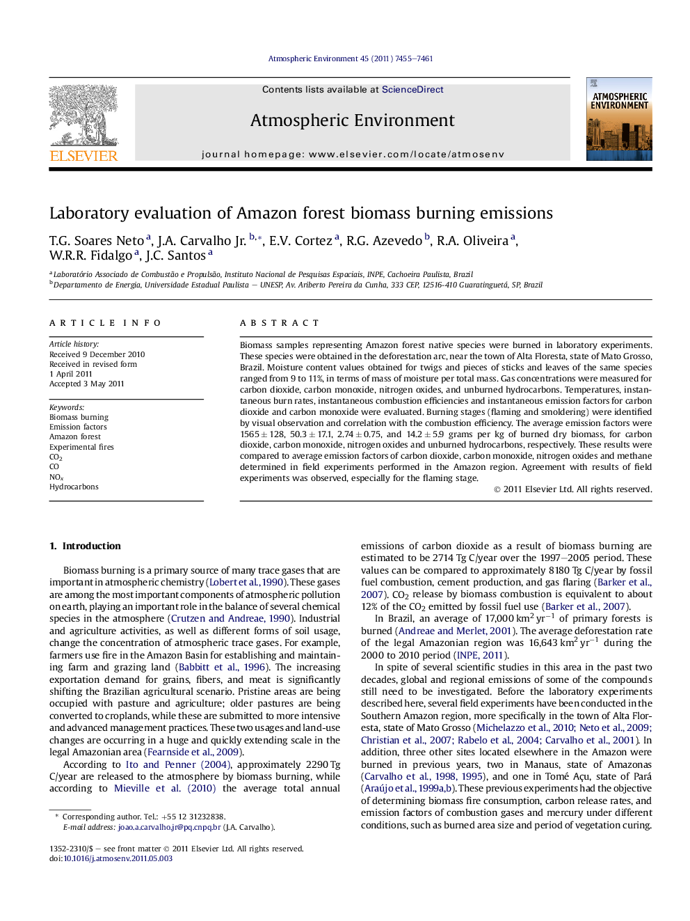 Laboratory evaluation of Amazon forest biomass burning emissions