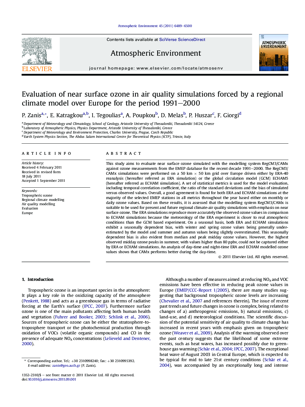 Evaluation of near surface ozone in air quality simulations forced by a regional climate model over Europe for the period 1991–2000