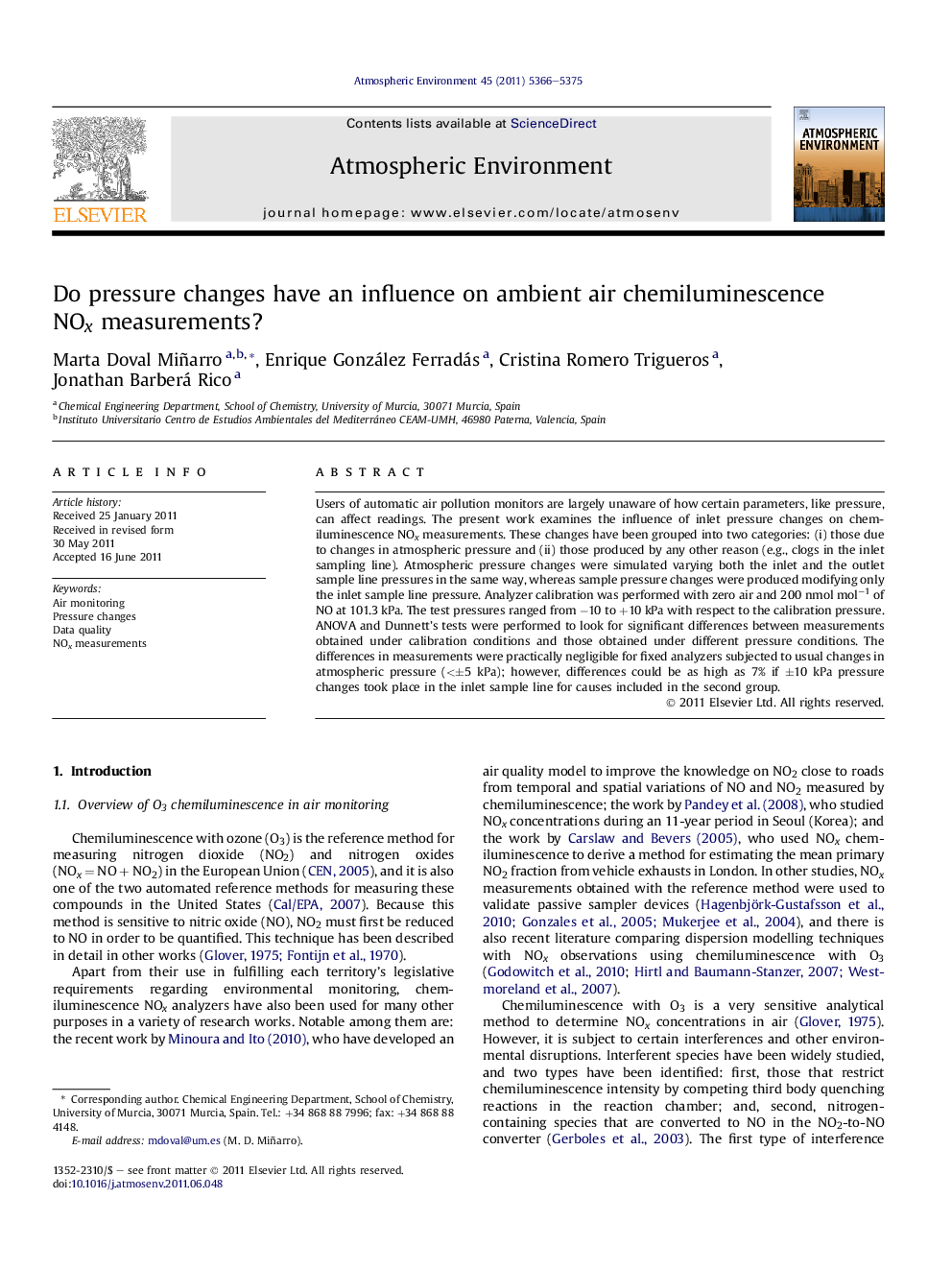 Do pressure changes have an influence on ambient air chemiluminescence NOx measurements?