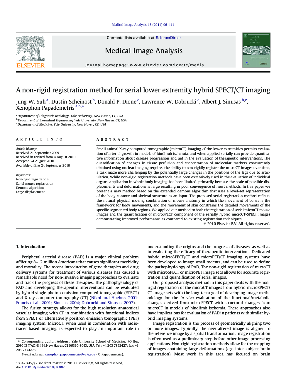 A non-rigid registration method for serial lower extremity hybrid SPECT/CT imaging