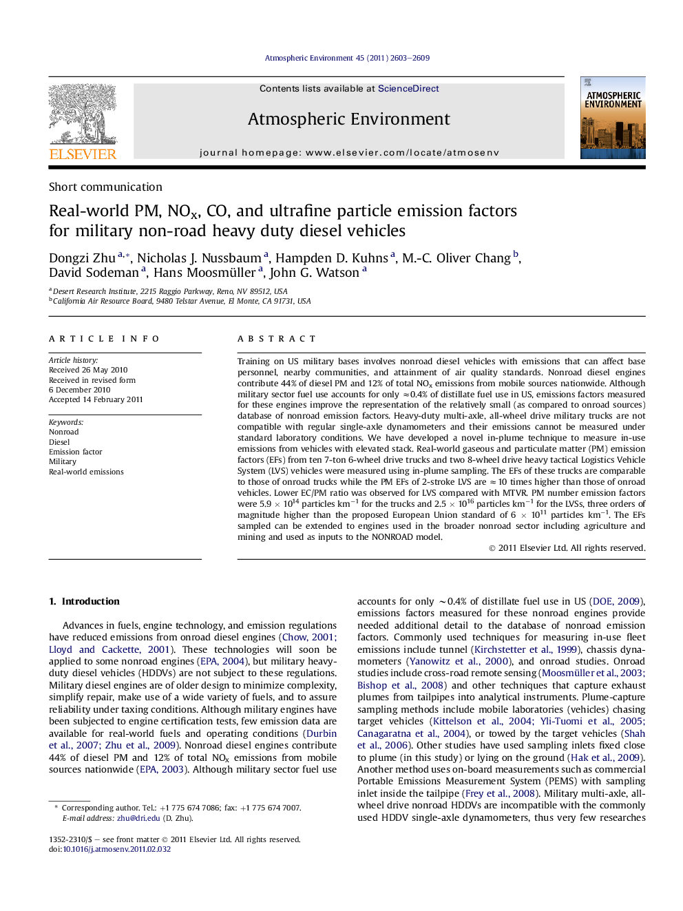 Real-world PM, NOx, CO, and ultrafine particle emission factors for military non-road heavy duty diesel vehicles