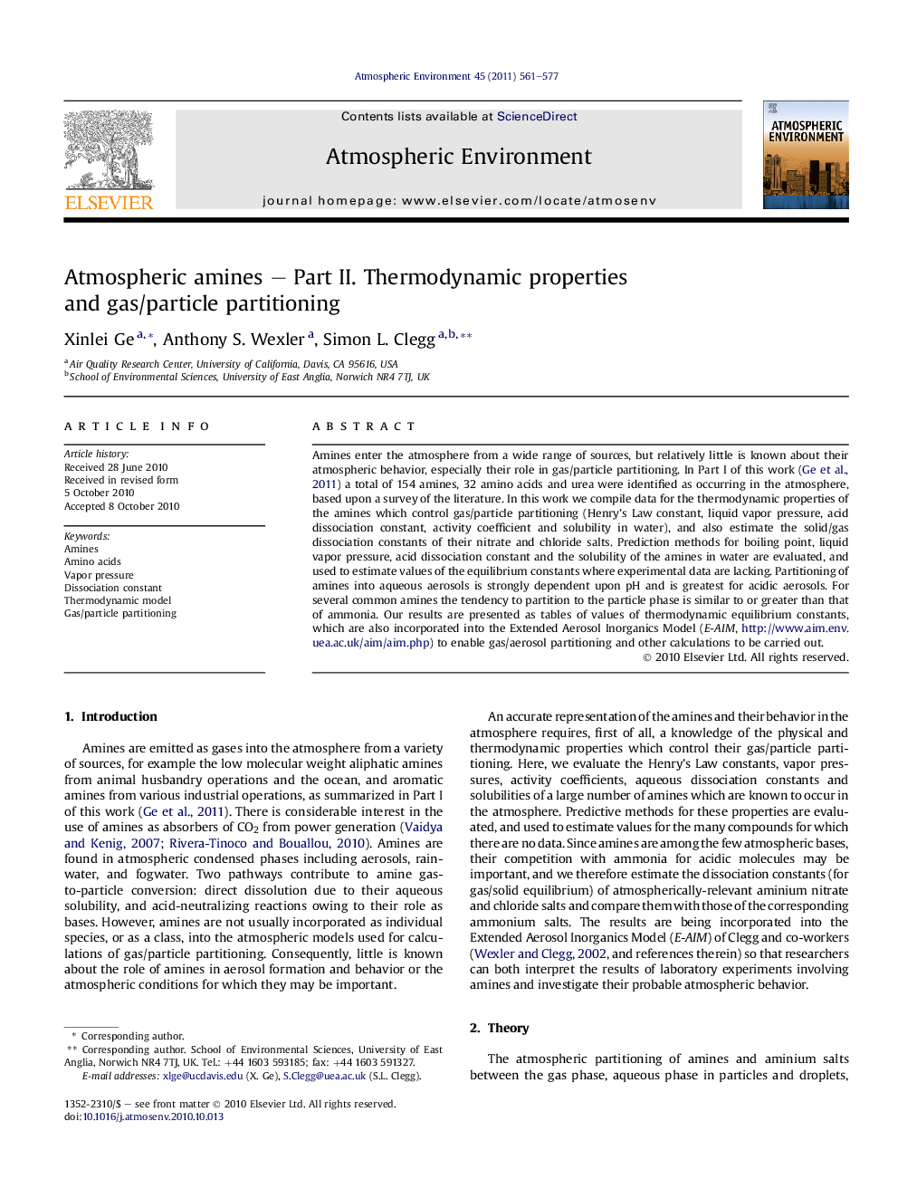 Atmospheric amines – Part II. Thermodynamic properties and gas/particle partitioning