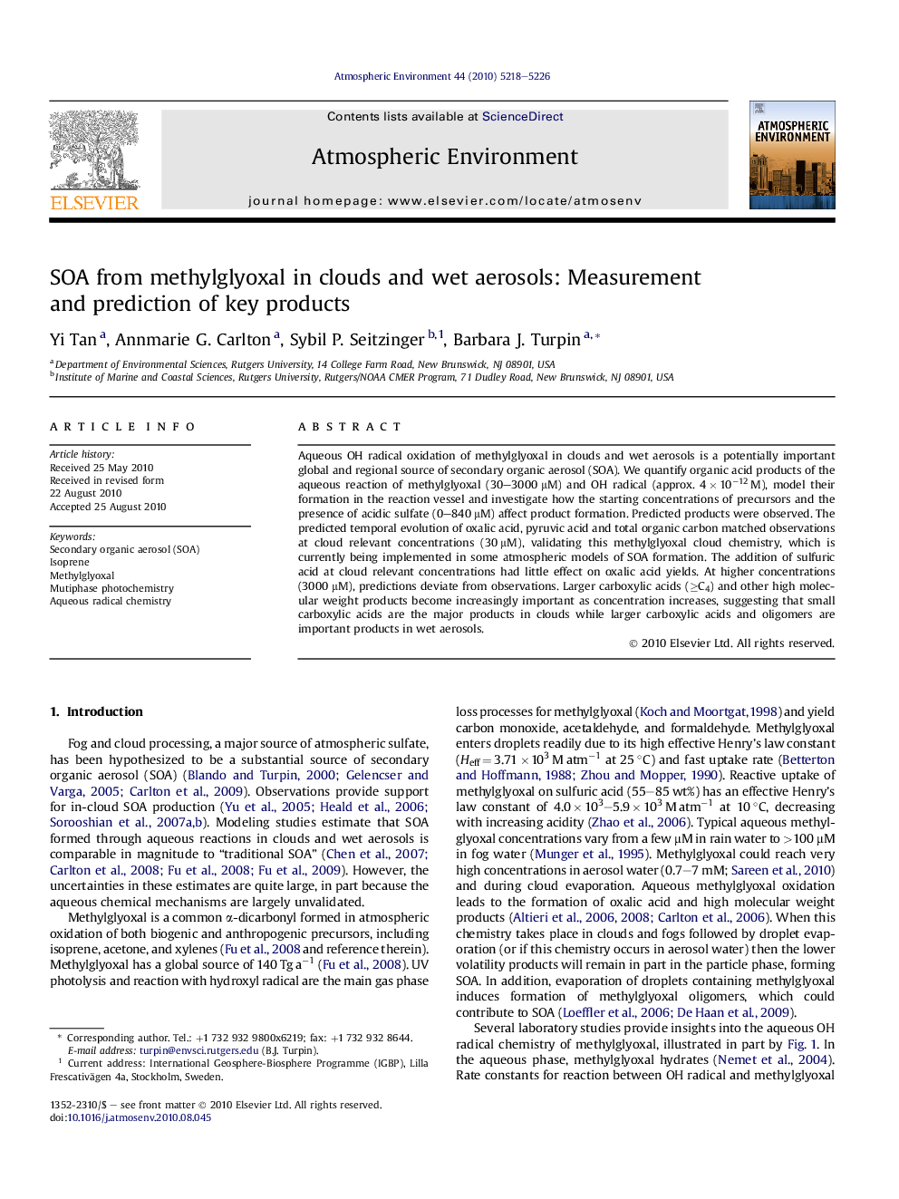 SOA from methylglyoxal in clouds and wet aerosols: Measurement and prediction of key products