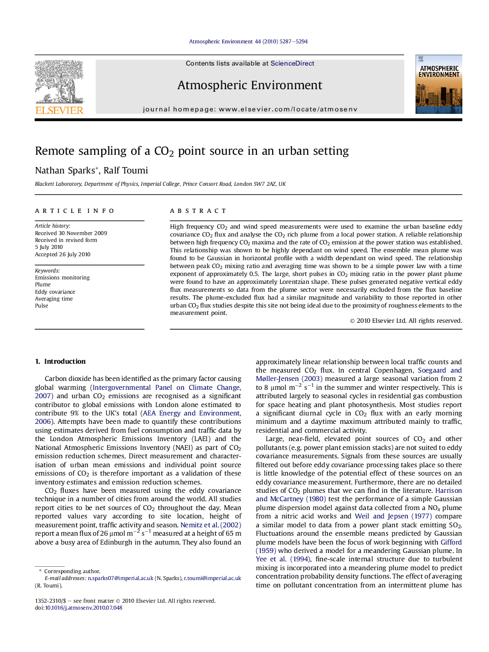 Remote sampling of a CO2 point source in an urban setting