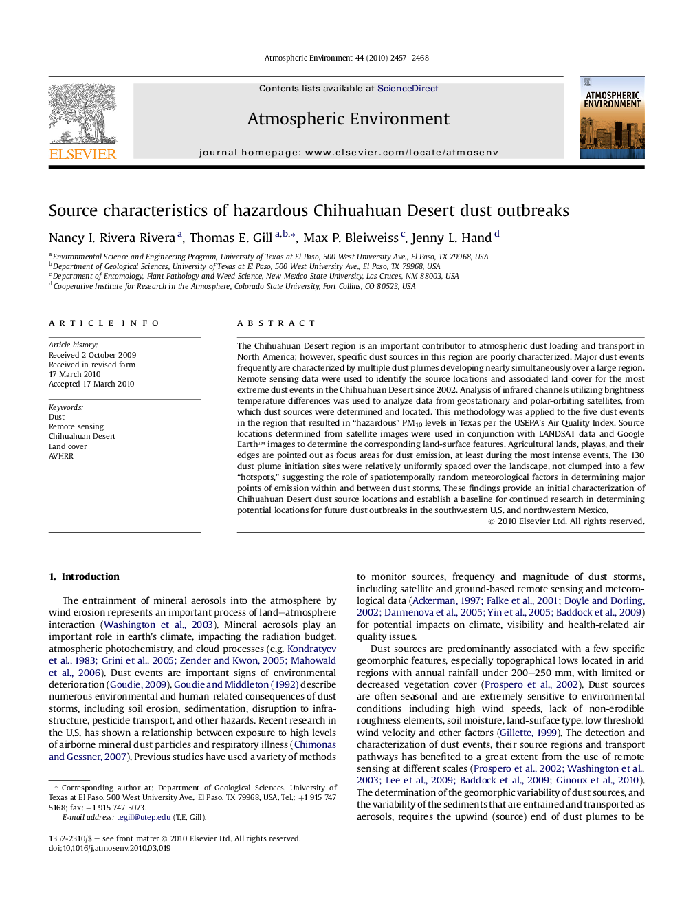 Source characteristics of hazardous Chihuahuan Desert dust outbreaks