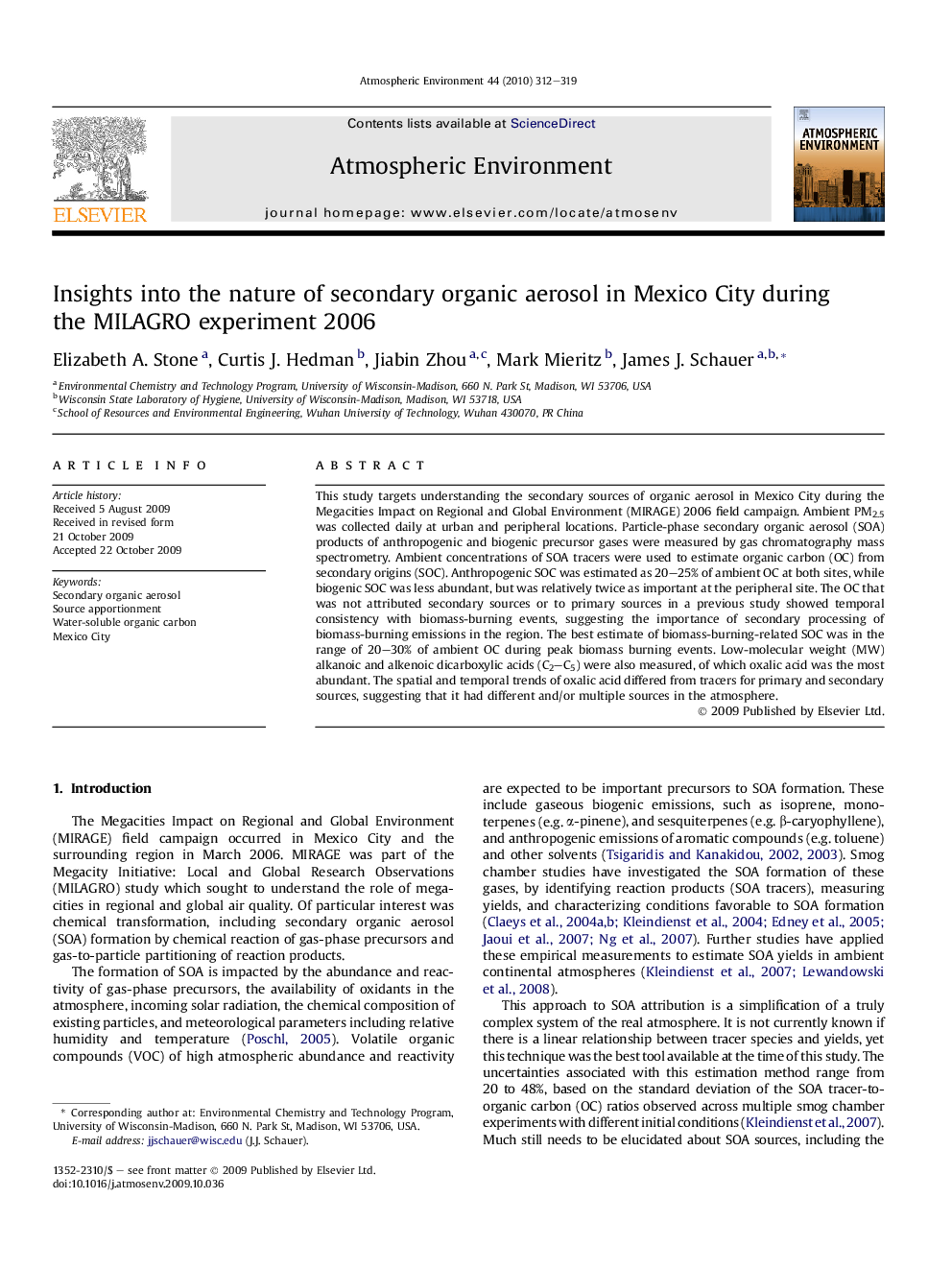 Insights into the nature of secondary organic aerosol in Mexico City during the MILAGRO experiment 2006