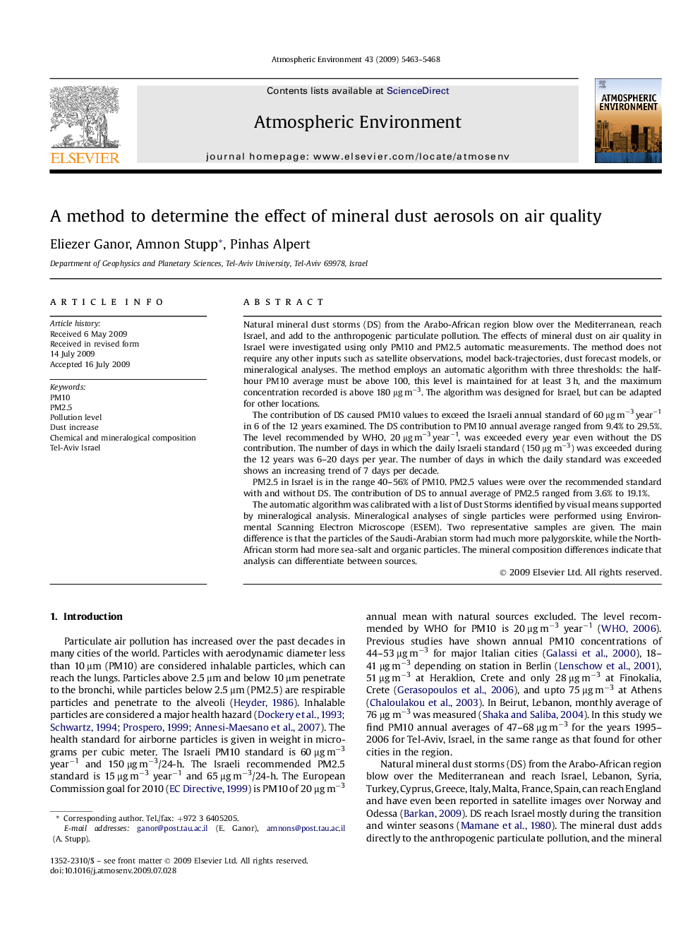 A method to determine the effect of mineral dust aerosols on air quality