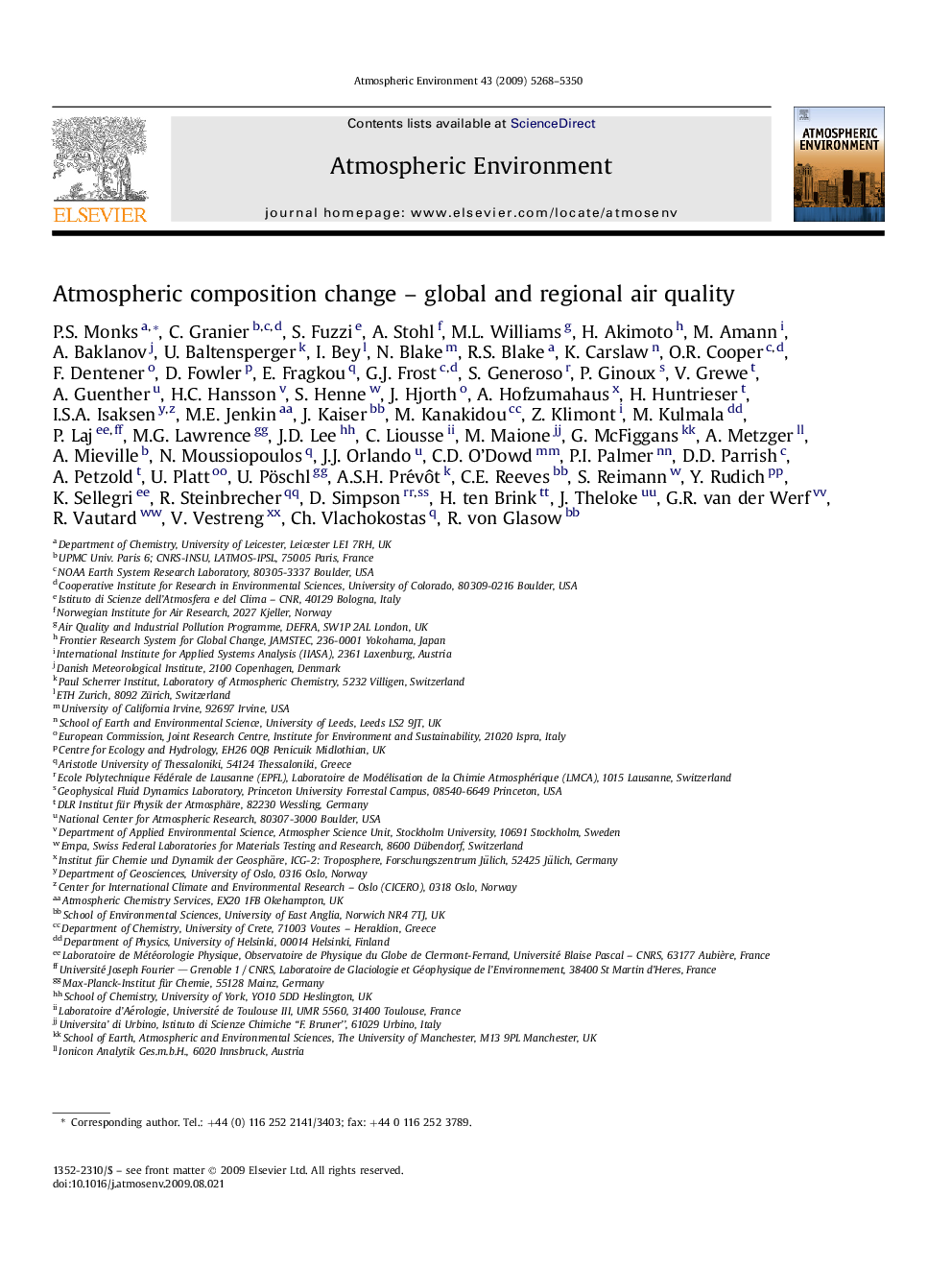 Atmospheric composition change – global and regional air quality