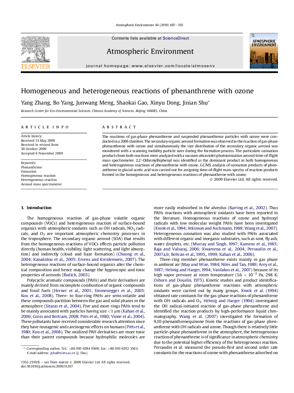 Homogeneous and heterogeneous reactions of phenanthrene with ozone