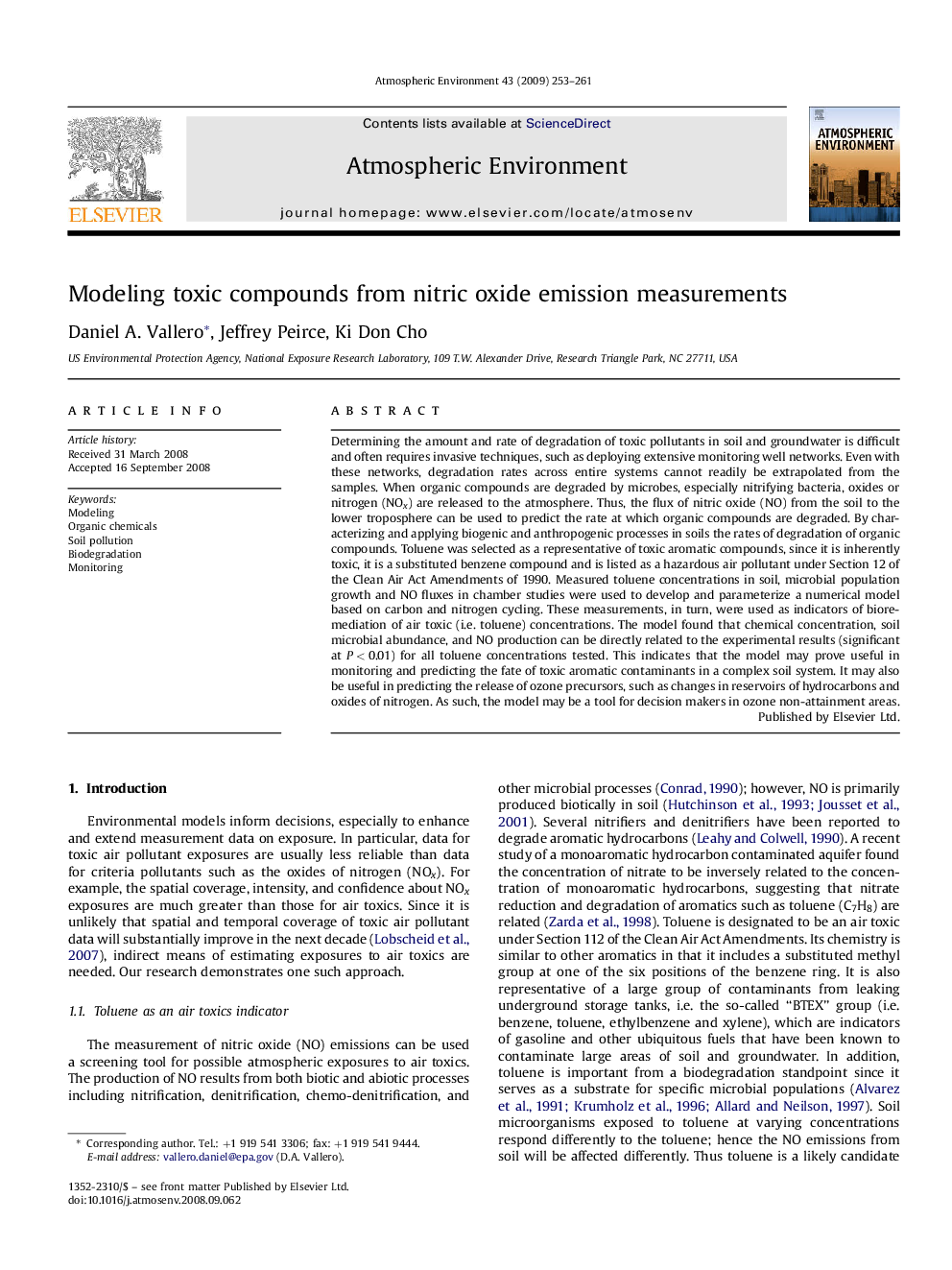 Modeling toxic compounds from nitric oxide emission measurements