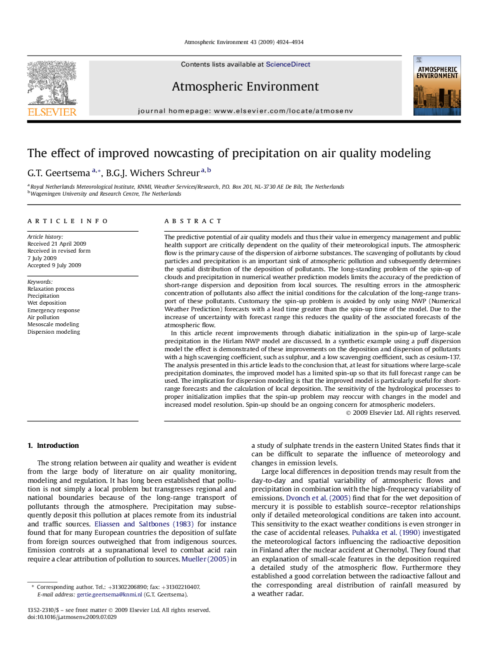 The effect of improved nowcasting of precipitation on air quality modeling