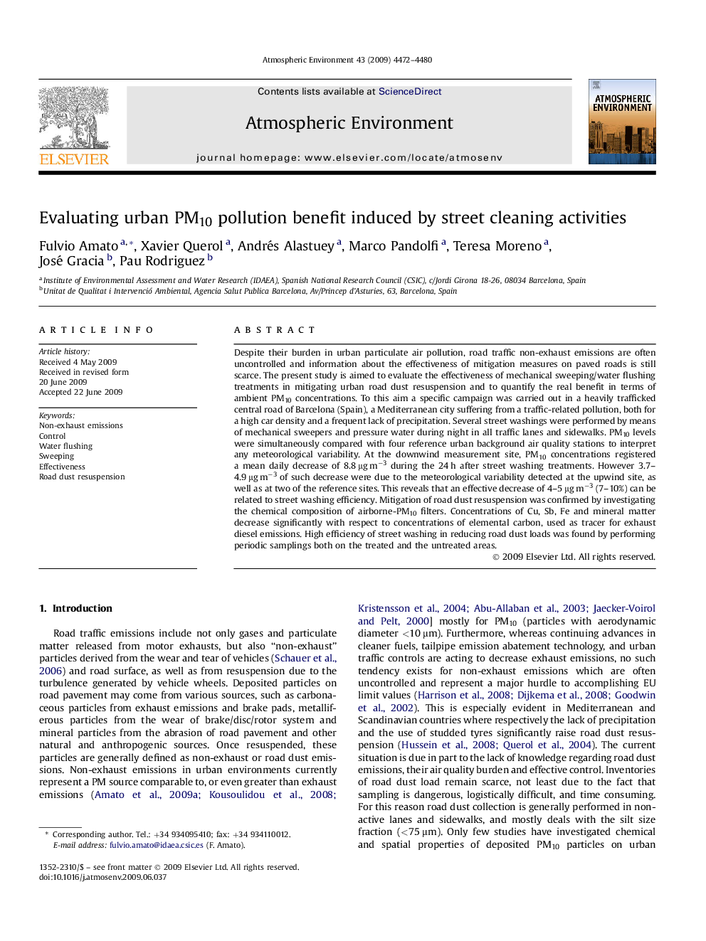 Evaluating urban PM10 pollution benefit induced by street cleaning activities