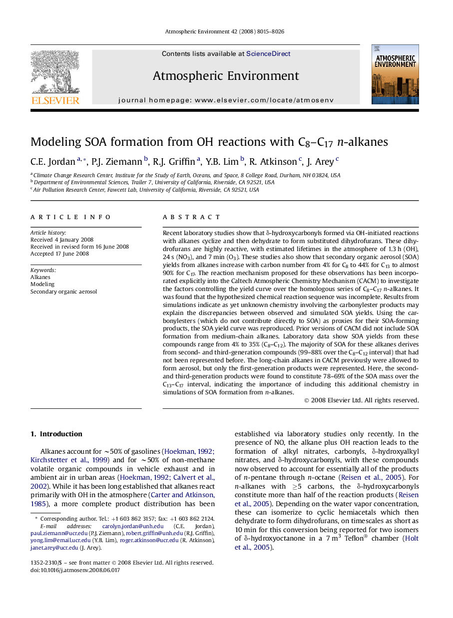 Modeling SOA formation from OH reactions with C8–C17n-alkanes